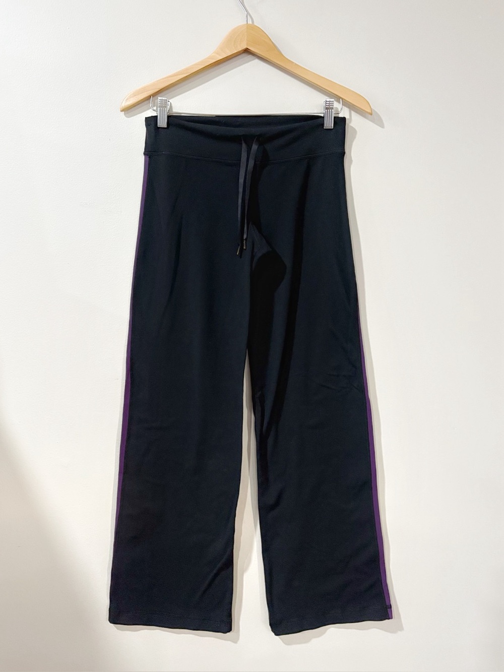 Lululemon Women M Black Purple Wide Leg Flare Yoga Pants Athleisure Y2K Lounge